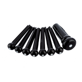 Fender Bridge Pin Set, Black with White Dot (7) - 1