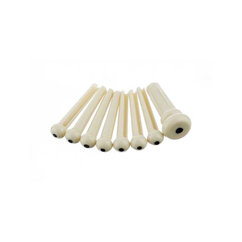 Fender Bridge Pin Set, Ivory with Black Dot (7) - 1 Fender Bridge Pin Set, Ivory with Black Dot (7) - 1