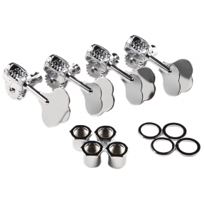 Fender Deluxe "F" Stamp Bass Tuning Machines, (4), Chrome - 1
