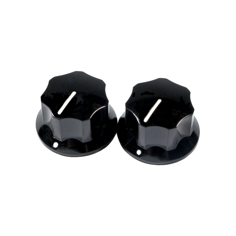 Fender Pure Vintage 1965 Jaguar Skirted Knobs, (2), Black - 1 Fender Pure Vintage 1965 Jaguar Skirted Knobs, (2), Black - 1