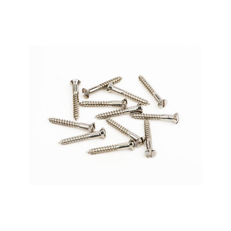 Fender Pure Vintage Slotted Telecaster Bridge/Strap Button Mounting Screws, Nickel (12) - 1