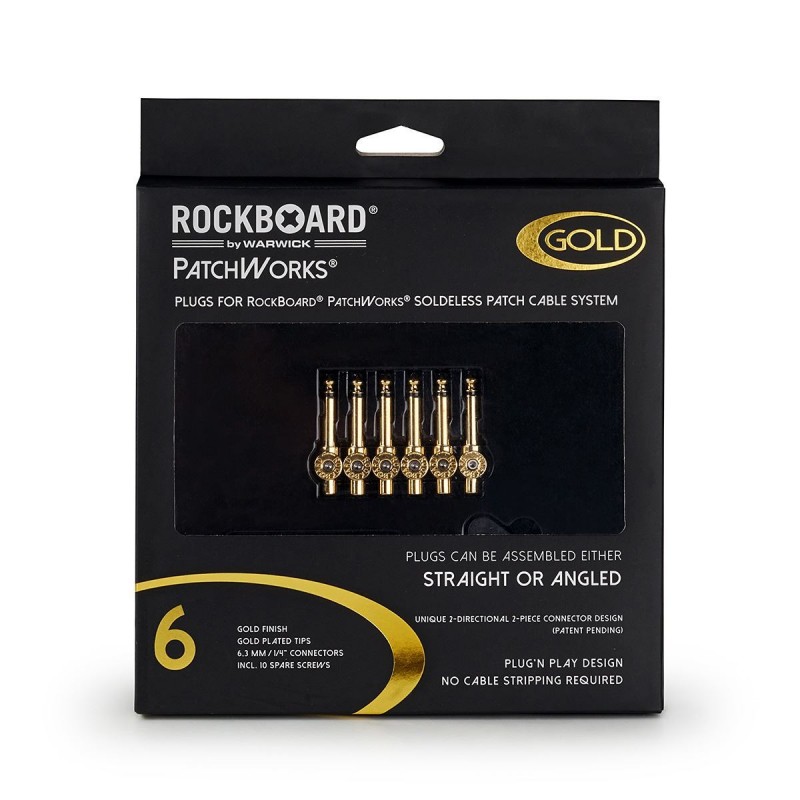 RockBoard PatchWorks Solderless Plugs, 6 pcs. - Gold - 5 RockBoard PatchWorks Solderless Plugs, 6 pcs. - Gold - 5