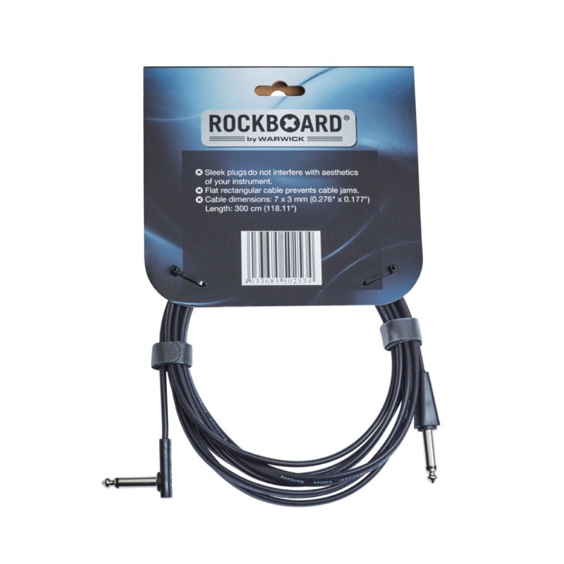 RockBoard Flat Instrument Cable, straight/angled, 300 cm / 118 7/64 - 3