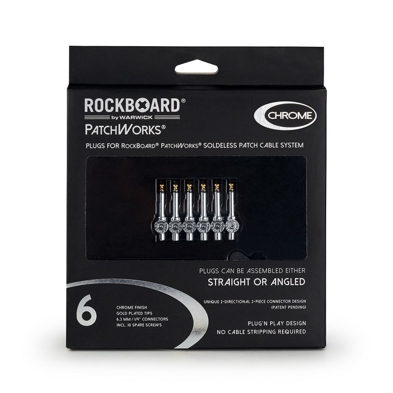 RockBoard PatchWorks Solderless Plugs, 6 pcs. - Chrome - 5 RockBoard PatchWorks Solderless Plugs, 6 pcs. - Chrome - 5