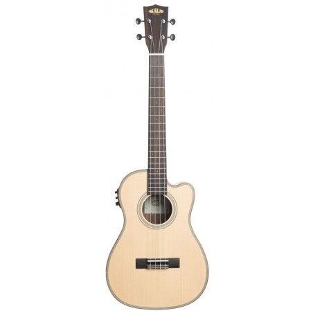 KALA KA-SSEBY-B-CE - Solid Spruce Top Ebony Baritone Ukulele, with Cutaway, EQ and Bag (UB-B) - 1