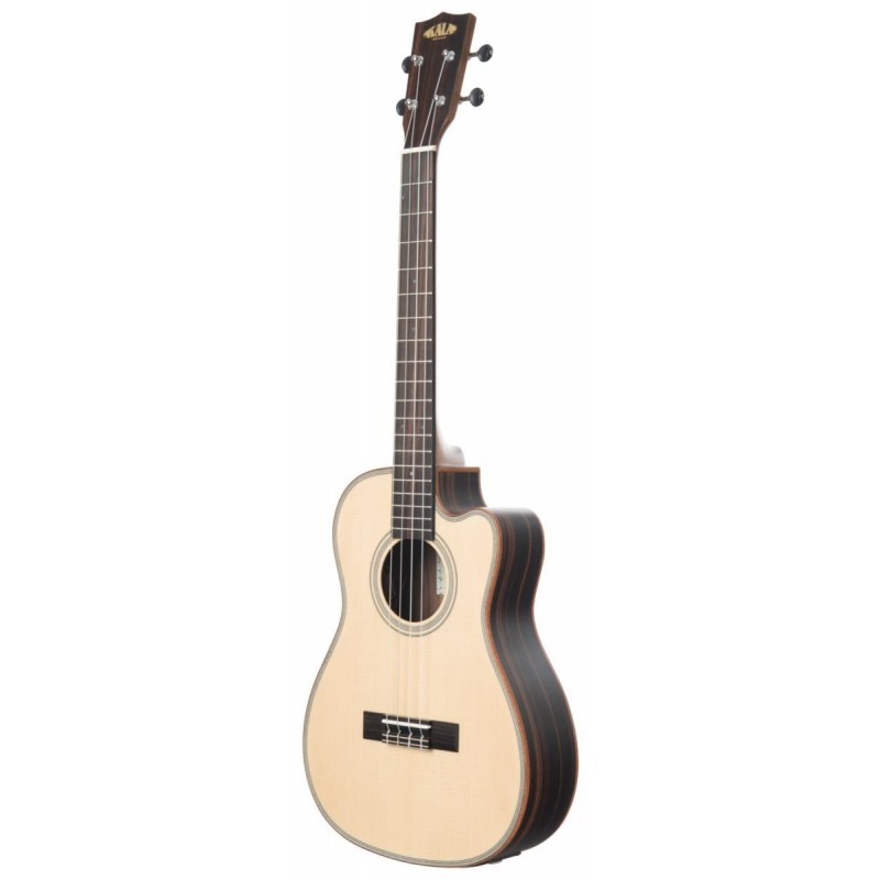 KALA KA-SSEBY-B-CE - Solid Spruce Top Ebony Baritone Ukulele, with Cutaway, EQ and Bag (UB-B) - 2