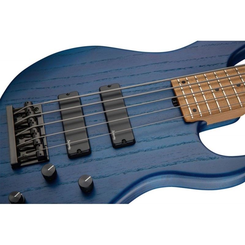 Sadowsky MasterBuilt 24-Fret Modern Bass, Swamp Ash Body, 5-String - Ocean Blue Transparent Satin, Black Hardware - 4