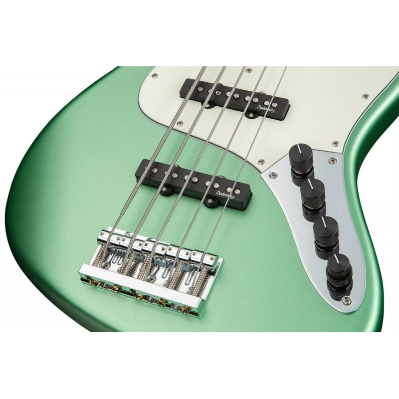Sadowsky MetroLine 21-Fret Vintage J/J Bass, Red Alder Body, 5-String - Solid Sage Green Metallic Satin - 5 Sadowsky MetroLine 21-Fret Vintage J/J Bass, Red Alder Body, 5-String - Solid Sage Green Metallic Satin - 5
