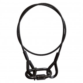 Adam Hall Accessories S 56102 B - Lina stalowa 5 mm z dwoma kauszami i zakręcanym karabińczykiem, 1 m - 1