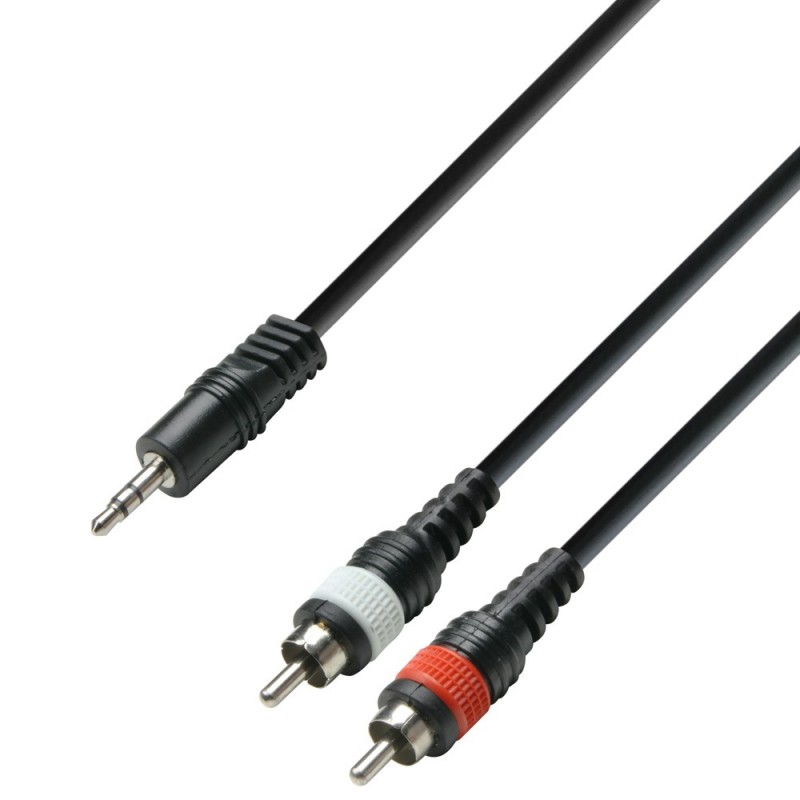 Adam Hall Cables 3 STAR YWCC 0100 - Kabel audio jack stereo 3,5 mm – 2 x cinch męskie, 1 m - 1