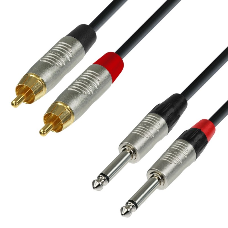 Adam Hall Cables 4 STAR TPC 0090 - Kabel audio REAN 2 x cinch męskie – 2 x jack mono 6,3 mm, 0,9 m - 1