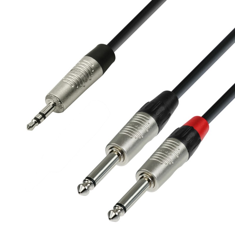 Adam Hall Cables 4 STAR YWPP 0090 - Kabel audio REAN jack stereo 3,5 mm – 2 x jack mono 6,3 mm, 0,9 m - 1