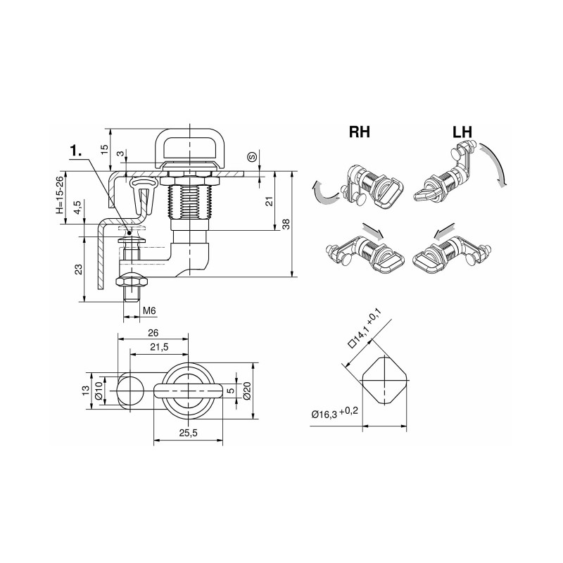 Adam Hall Hardware 1671 - Zatrzask ściskający z kluczem sześciokątnym - 2