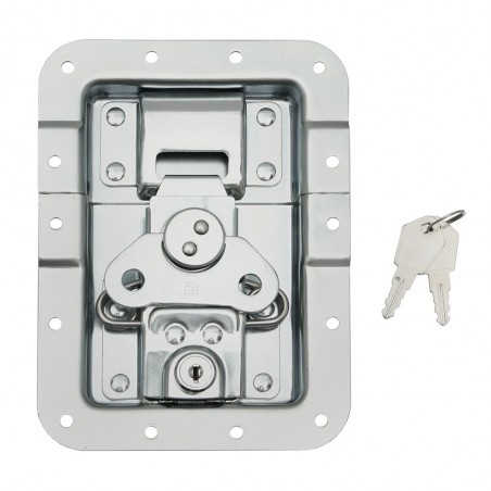 Adam Hall Hardware 172511 L - Zamek motylkowy, duży, zamykany na klucz, zagięty, głębokość: 14 mm - 1