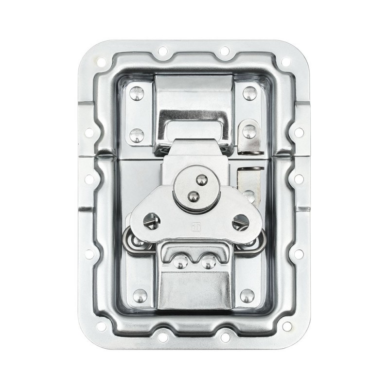 Adam Hall Hardware 172572 P - Zamek motylkowy, duży, zagięty, głębokość: 9 mm, osłona nitów, z oczkiem - 1 Adam Hall Hardware 172572 P - Zamek motylkowy, duży, zagięty, głębokość: 9 mm, osłona nitów, z oczkiem - 1