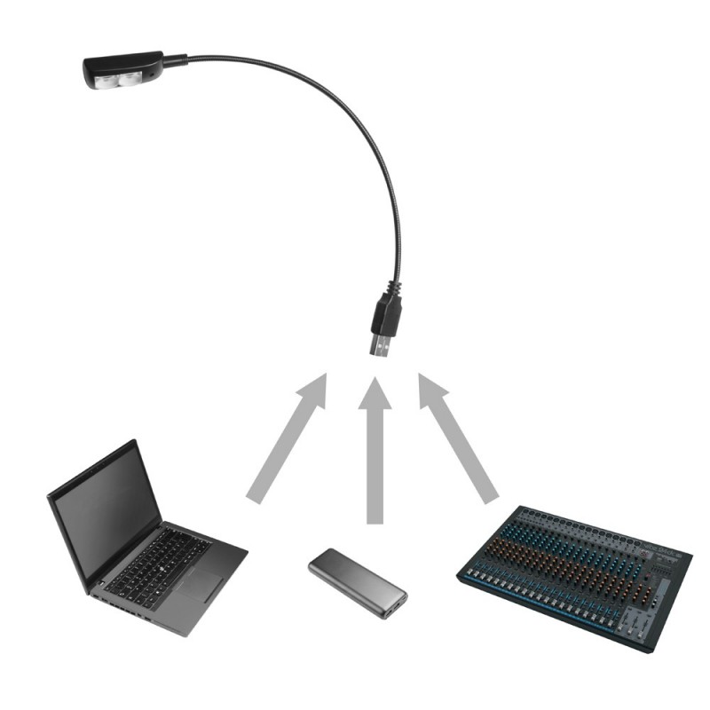 Adam Hall Stands SLED 1 USB PRO - Lampka USB z wysięgnikiem typu "gęsia szyja" i 2 diodami LED - 7