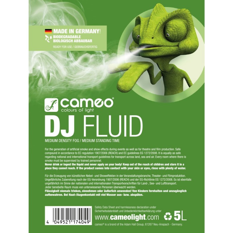 Cameo DJ FLUID 5 L - Płyn do wytwarzania średnio gęstej mgły o średniej trwałości, 5l - 2