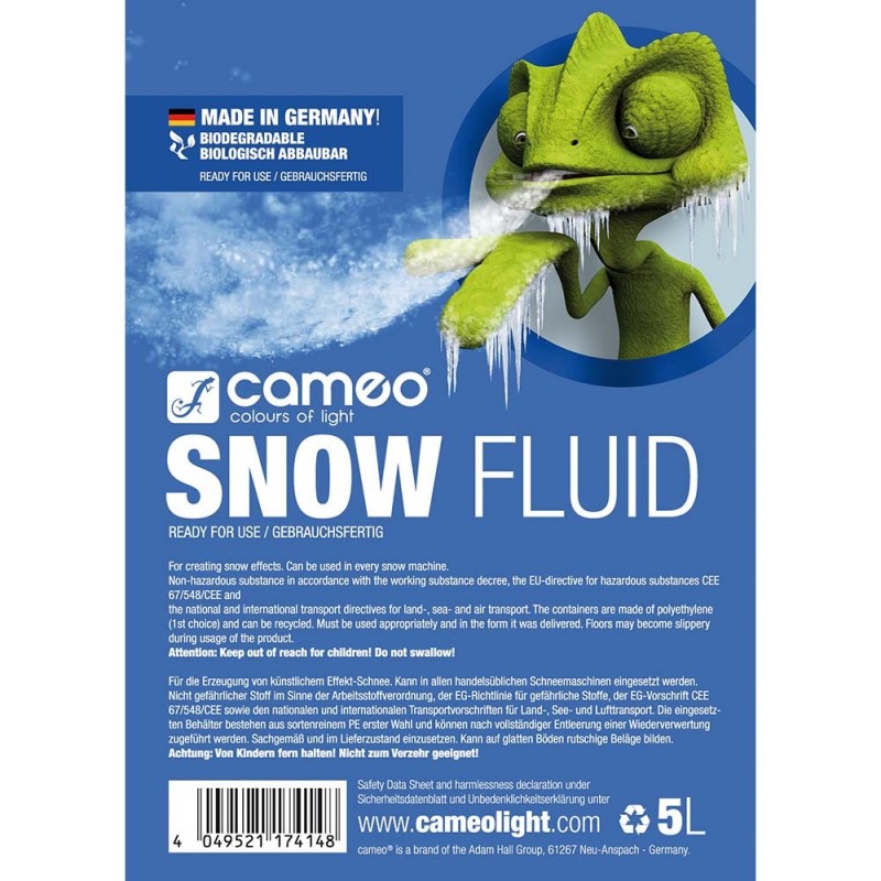 Cameo SNOW FLUID 5 L - Specjalistyczny płyn do wytwornic śniegu do wytwarzania piany, 5 l - 2