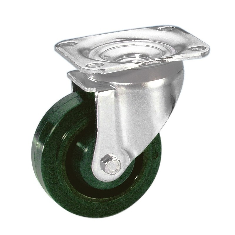 Guitel 37025 - Kółko zwrotne 100 mm z zieloną oponą, wersja ciężka - 1 Guitel 37025 - Kółko zwrotne 100 mm z zieloną oponą, wersja ciężka - 1
