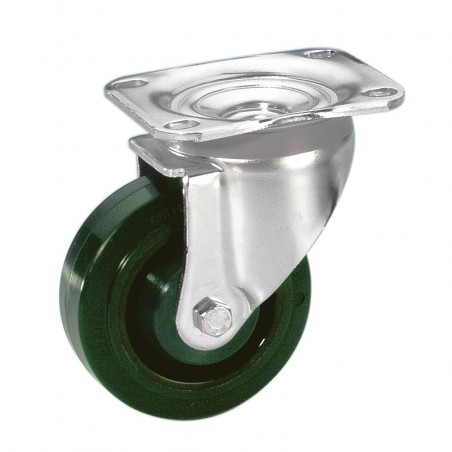 Guitel 37025 - Kółko zwrotne 100 mm z zieloną oponą, wersja ciężka - 1
