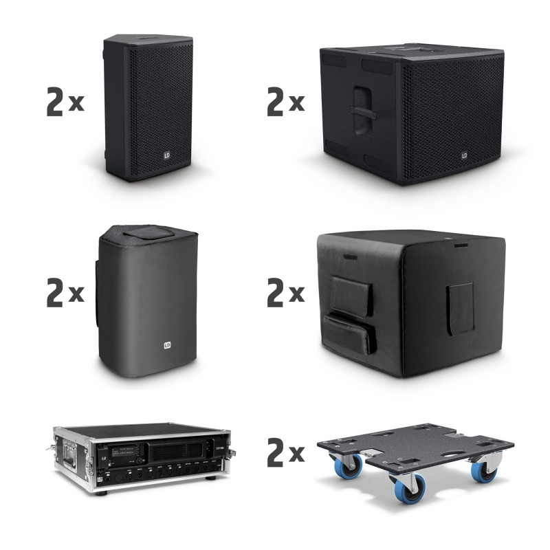 LD Systems STINGER G3 EVENT SET - 2 x 10" pasywna kolumna głośnikowa + 2 x 15" pasywny subwoofer + zestaw rack z końcówką mocy -