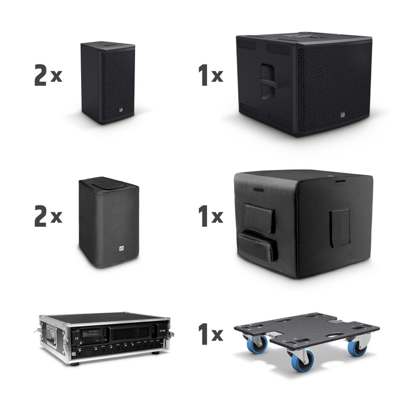 LD Systems STINGER G3 LOUNGE SET - 2 x 8" pasywna kolumna głośnikowa + 1 x 15" pasywny subwoofer + zestaw rack z końcówką mocy -