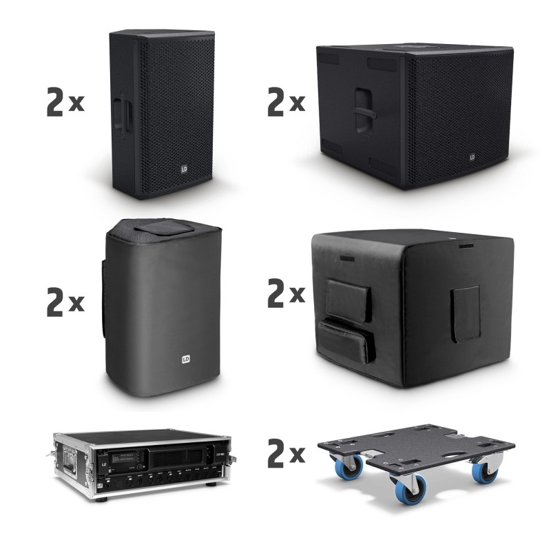 LD Systems STINGER G3 POWER SET - 2 x 12" pasywna kolumna głośnikowa + 2 x 18" pasywny subwoofer + zestaw rack z końcówką mocy -