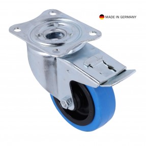 Tente 37034 - Kółko zwrotne 100 mm z niebieską oponą i ogranicznikiem - 1