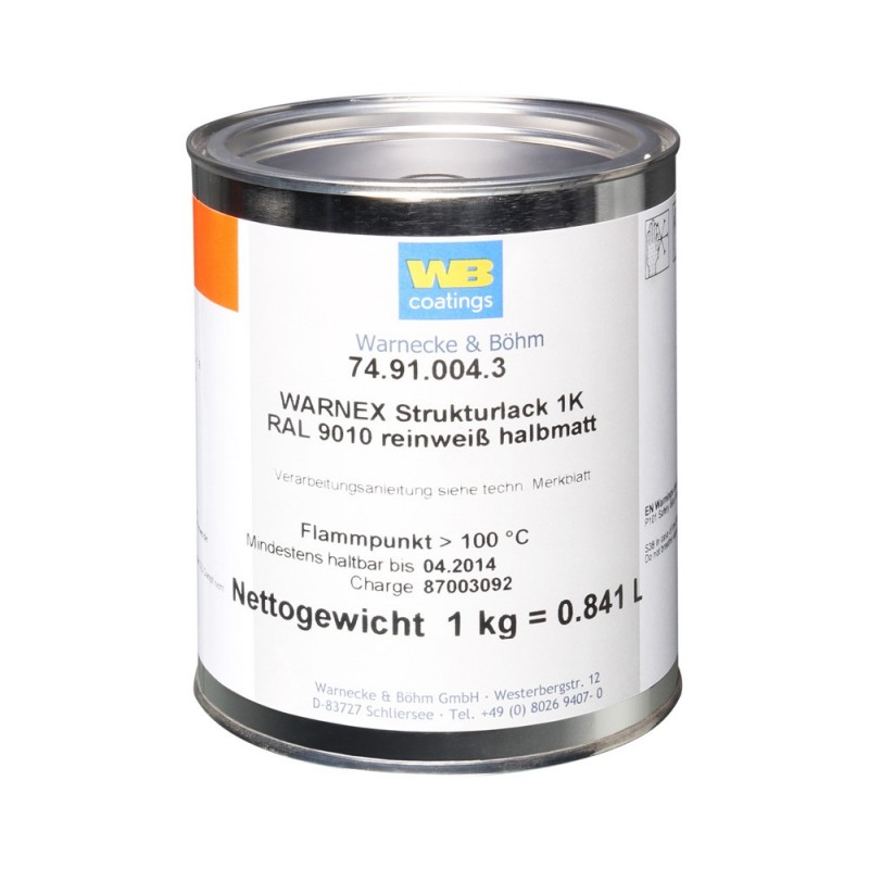 Warnex 0131 WHI - Lakier strukturalny czysty biały półmat 1 kg, RAL 9010 - 1
