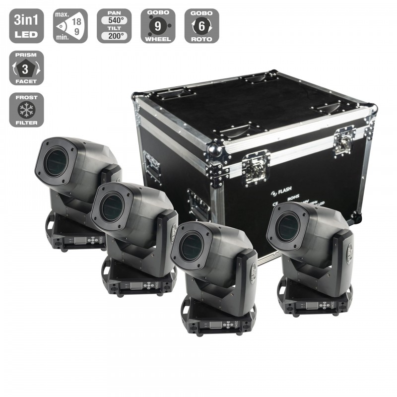 Flash 4x Głowica Ruchoma 150W 3w1 + case - 3