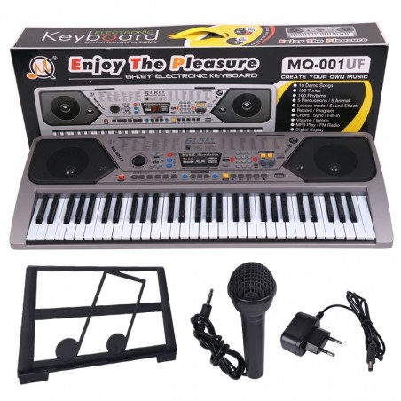 MQ 001 UF KEYBOARD klawisze organy z mikrofonem dla dzieci USB MP3 radio - 1