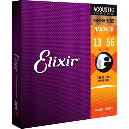 Elixir 16102 NanoWeb Phosphor - struny akustyczne 13-56 - 1