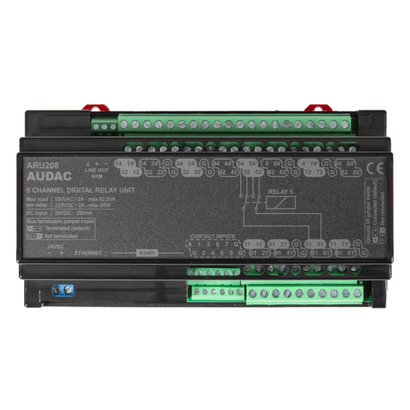 AUDAC ARU208 - wielokanałowa jednostka przekaźników cyfrowych - 8 przekaźników - 3