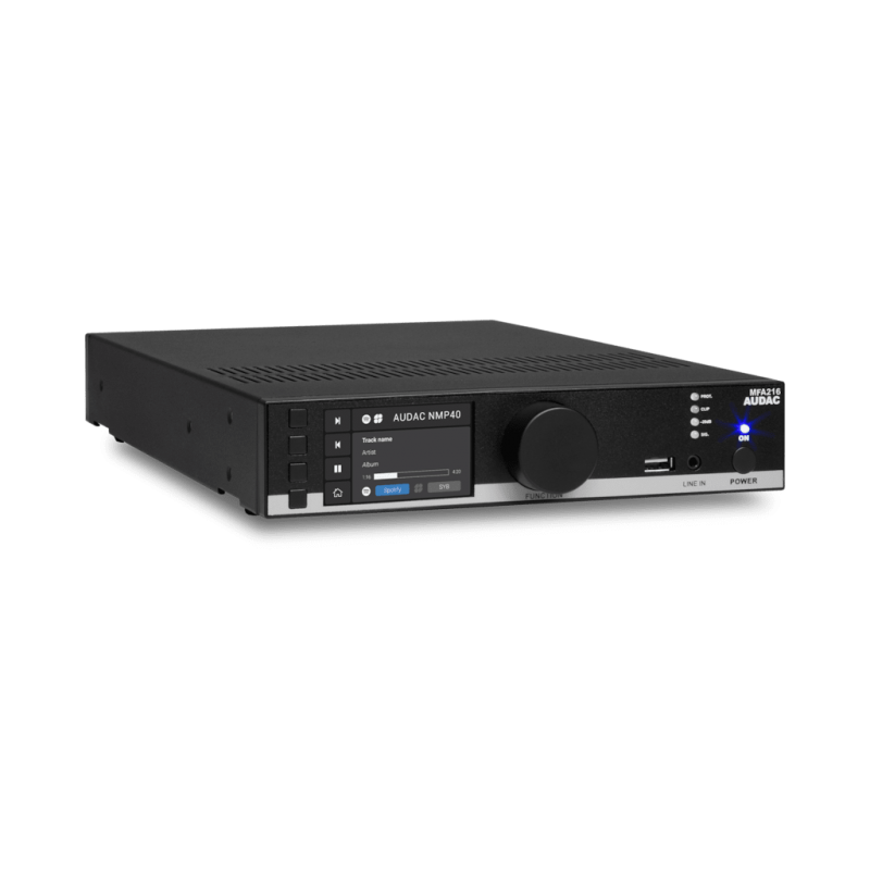 AUDAC MFA216 - rozwiązanie audio all-in-one - 2 x 80W @ 4 Ohm - 160W @ 70/100V - 3