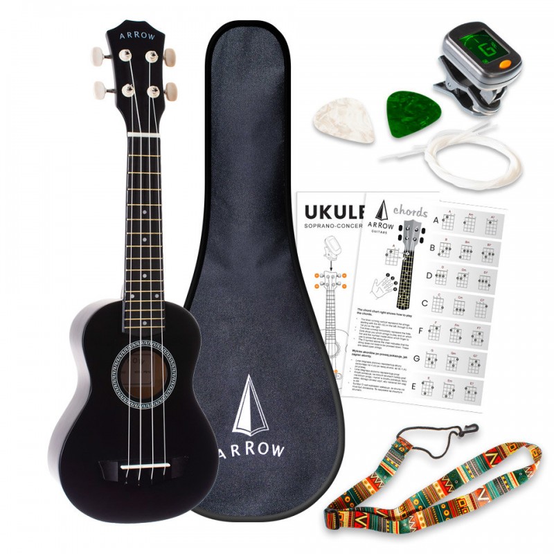Arrow PB10 BK Soprano Black SET - ukulele sopranowe z akcesoriami - 1