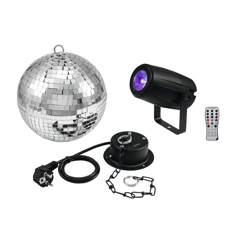 EUROLITE Mirror Ball 20cm with motor + LED PST-5 QCL Spot bk - 1 EUROLITE Mirror Ball 20cm with motor + LED PST-5 QCL Spot bk - 1