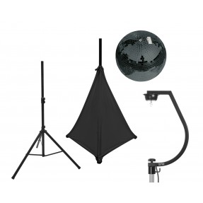 EUROLITE Set Mirror ball 30cm black with stand and tripod cover black - 1