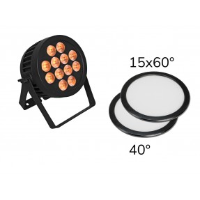 EUROLITE Set LED IP PAR 12x9W SCL Spot + 2x Diffuser cover (15x60° and 40°) - 1
