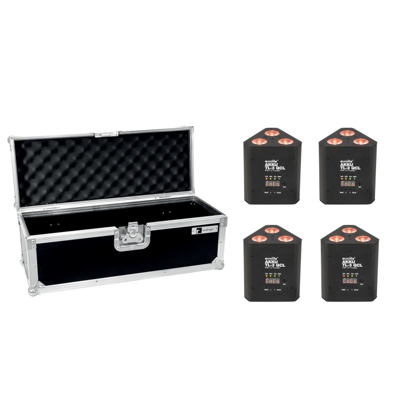 EUROLITE Set 4x AKKU TL-3 QCL RGB+UV Trusslight + Case - 1 EUROLITE Set 4x AKKU TL-3 QCL RGB+UV Trusslight + Case - 1