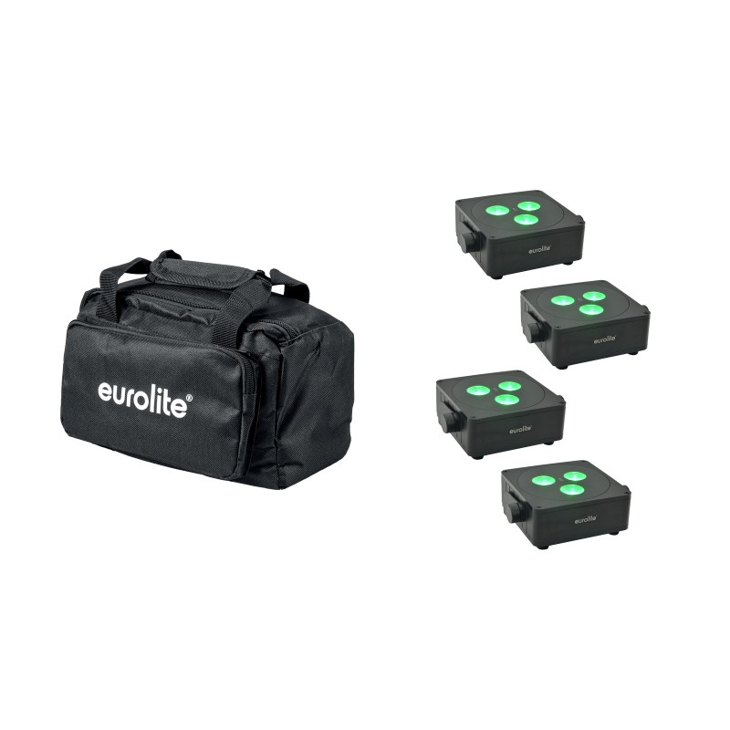 EUROLITE Set 4x AKKU IP Flat Light 3 bk + Soft-Bag - 1 EUROLITE Set 4x AKKU IP Flat Light 3 bk + Soft-Bag - 1