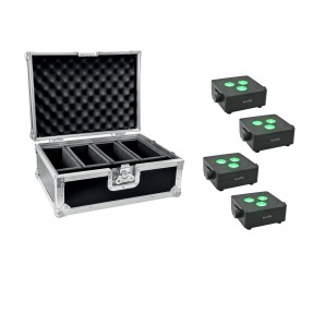 EUROLITE Set 4x AKKU IP Flat Light 3 bk + Case - 1