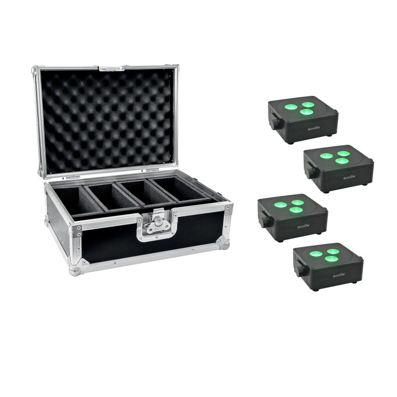 EUROLITE Set 4x AKKU IP Flat Light 3 bk + Case - 1 EUROLITE Set 4x AKKU IP Flat Light 3 bk + Case - 1