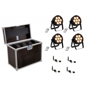 EUROLITE Set 4x LED 7C-7 Silent Slim Spot + USB QuickDMX + Case - 1