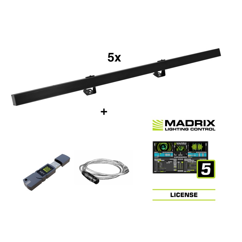 EUROLITE Set 5x LED PR-100/32 Pixel DMX Rail bk + Madrix Software - 1 EUROLITE Set 5x LED PR-100/32 Pixel DMX Rail bk + Madrix Software - 1