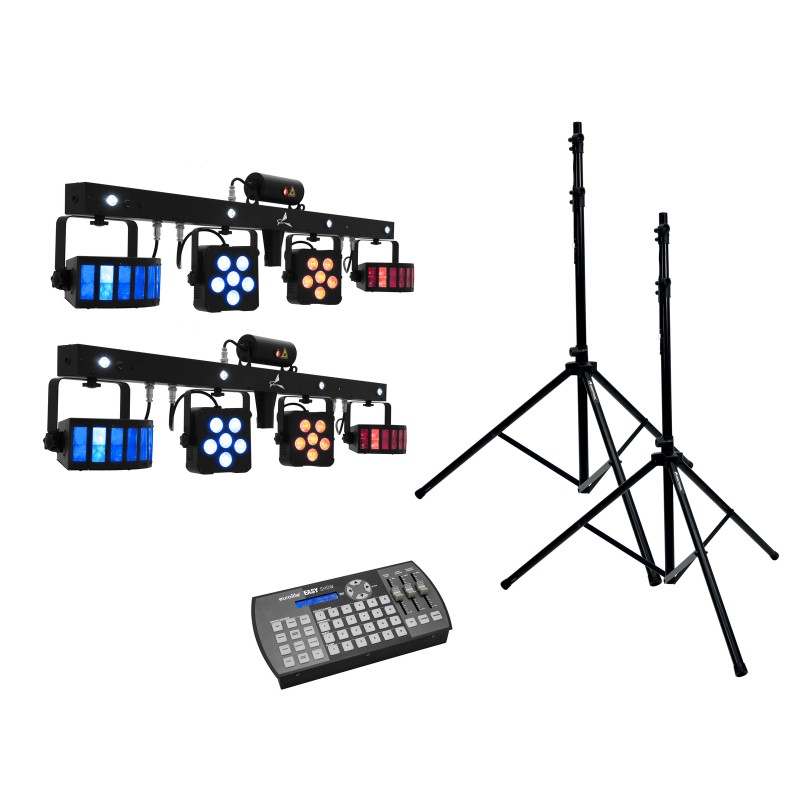EUROLITE Set 2x LED KLS Laser Bar PRO + Easy Show + 2x M-4 Speaker-System Stand - 1 EUROLITE Set 2x LED KLS Laser Bar PRO + Easy Show + 2x M-4 Speaker-System Stand - 1