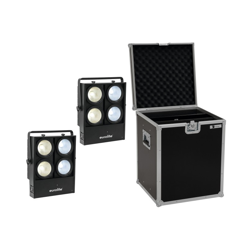 EUROLITE Set 2x Audience Blinder 4x100W LED COB CW/WW + Case - 1 EUROLITE Set 2x Audience Blinder 4x100W LED COB CW/WW + Case - 1