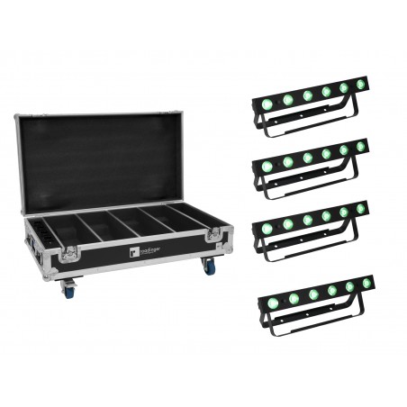 EUROLITE Set 4x AKKU Bar-6 QCL + Flightcase with charging function - 1