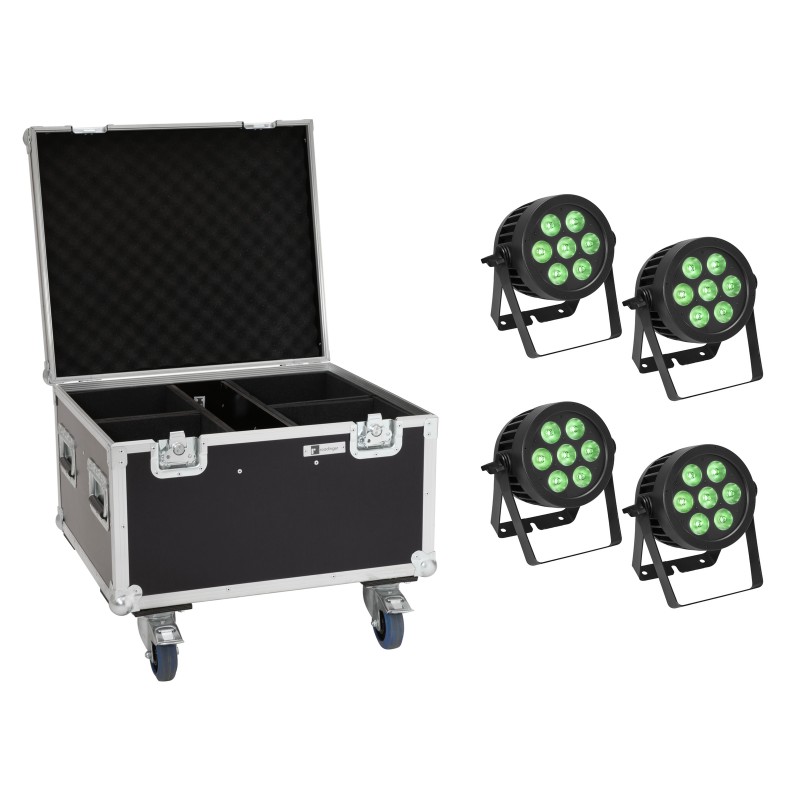 EUROLITE Set 4x LED IP PAR 7x9W SCL Spot + Case with wheels - 1 EUROLITE Set 4x LED IP PAR 7x9W SCL Spot + Case with wheels - 1