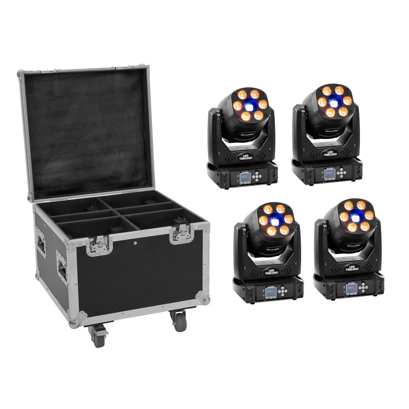 EUROLITE Set 4x LED TMH-H90 + Case with wheels - 1 EUROLITE Set 4x LED TMH-H90 + Case with wheels - 1