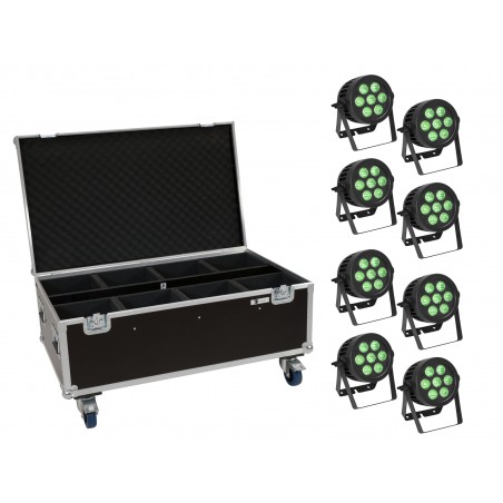 EUROLITE Set 8x LED IP PAR 7x9W SCL Spot + Case with wheels - 1